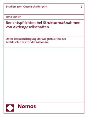 cover image of Berichtspflichten bei Strukturmaßnahmen von Aktiengesellschaften